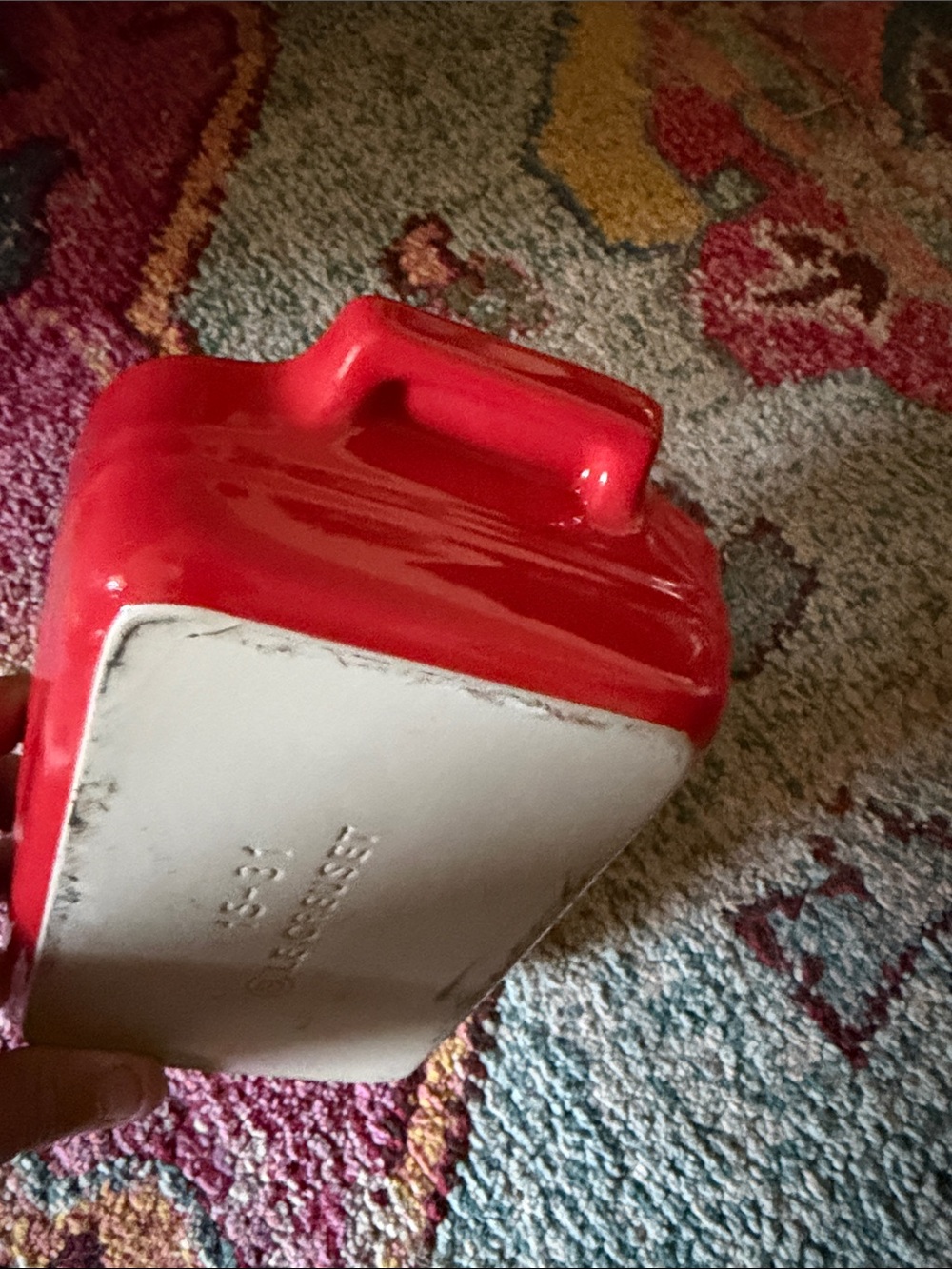 Le Creuset Cerise Red Stoneware Baking Dish with Cream Interior - Picture 7 of 7